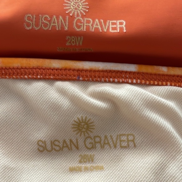 Susan Graver Soliel 2 PC Tiered Tankini With Skirt White Orange SZ 28W - Picture 6 of 8